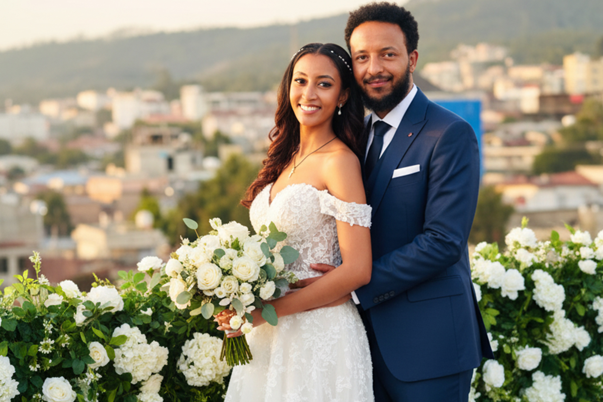 Beautiful Bride & Groom at sunset